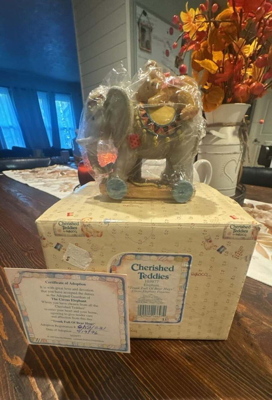 Cherished Teddies 103977 Trunk Full Of Bear Hugs Circus Elephant Figurine